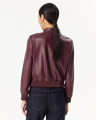 Faux Leather Bomber Jacket click to view larger image.