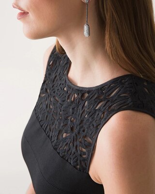Petite Lace Yoke Fit and Flare Dress