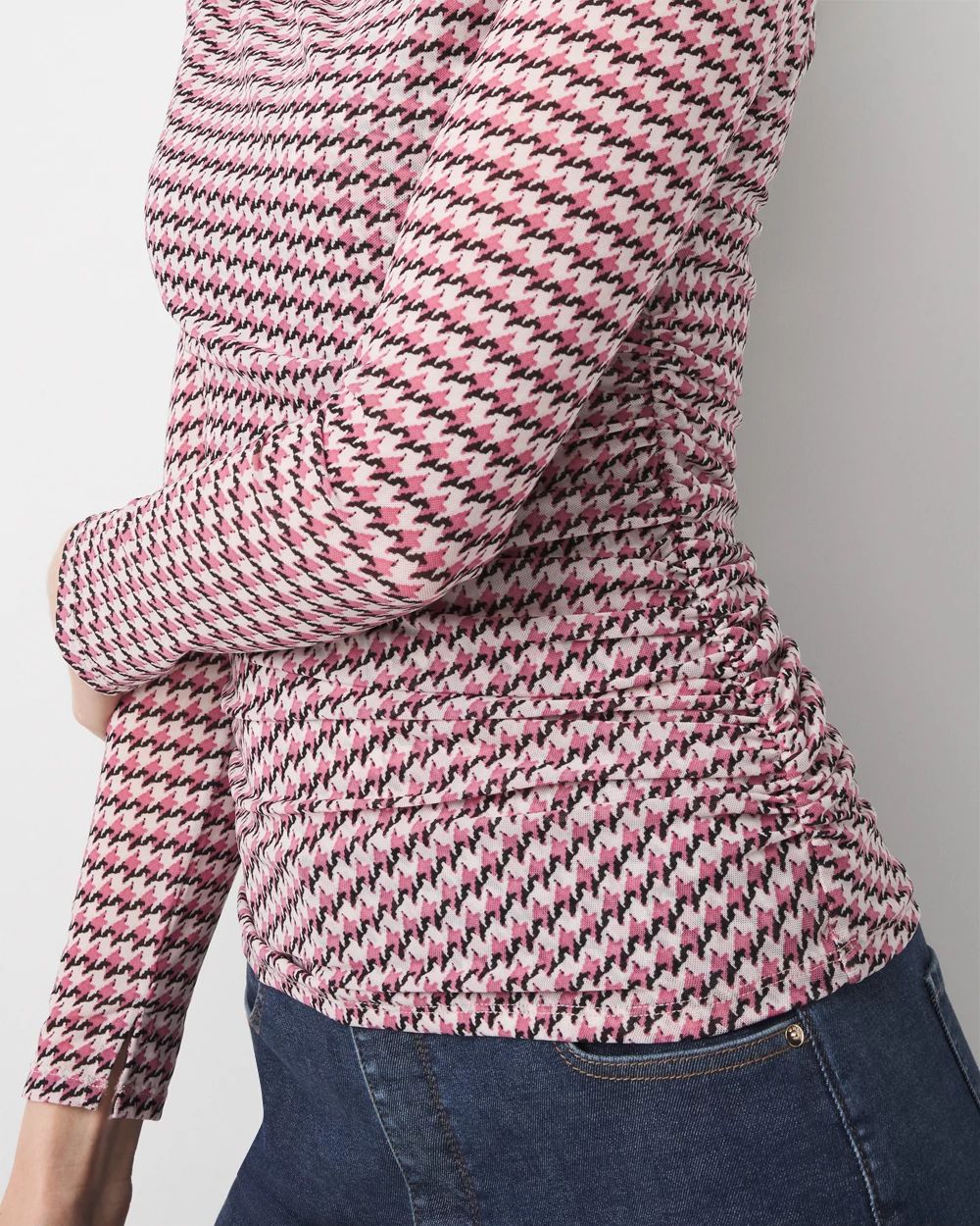 Ruched Mesh Long Sleeve Top click to view larger image.
