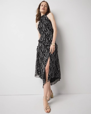 Ruffle Halter Midi Dress