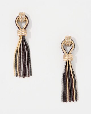 Tri-Color Fringe Drop Earrings click to view larger image.