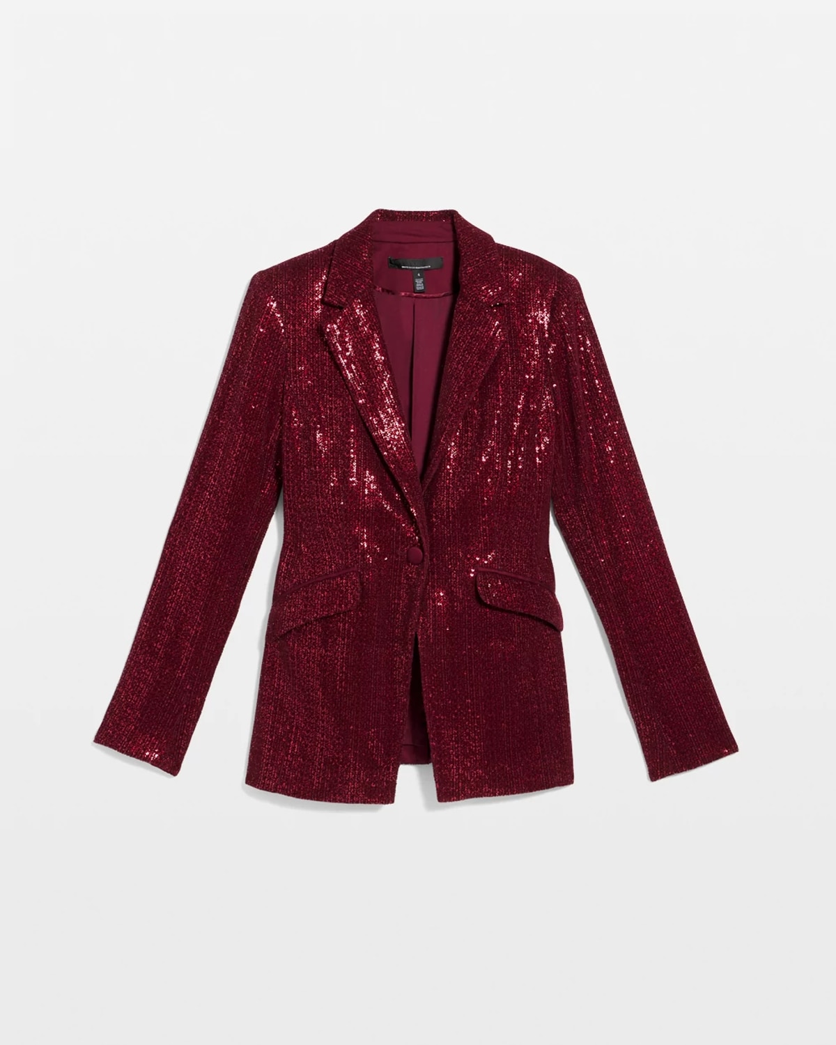 White House Black Market Petite One-button Sequin Blazer In Burgundy
