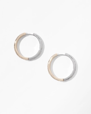 Mixed Metal Reversible Medium Pave Hoop Earrings click to view larger image.