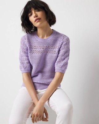 Puff Sleeve Pointelle Sweater