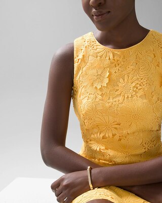 Sleeveless Embroidered Lace Shift Dress
