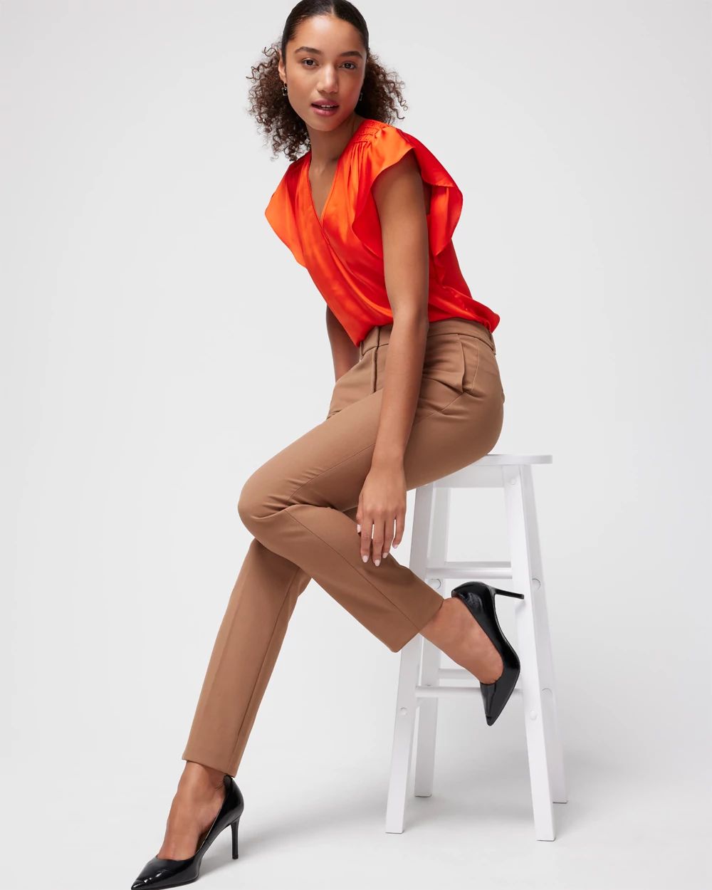 Flutter-Sleeve V-Neck Top