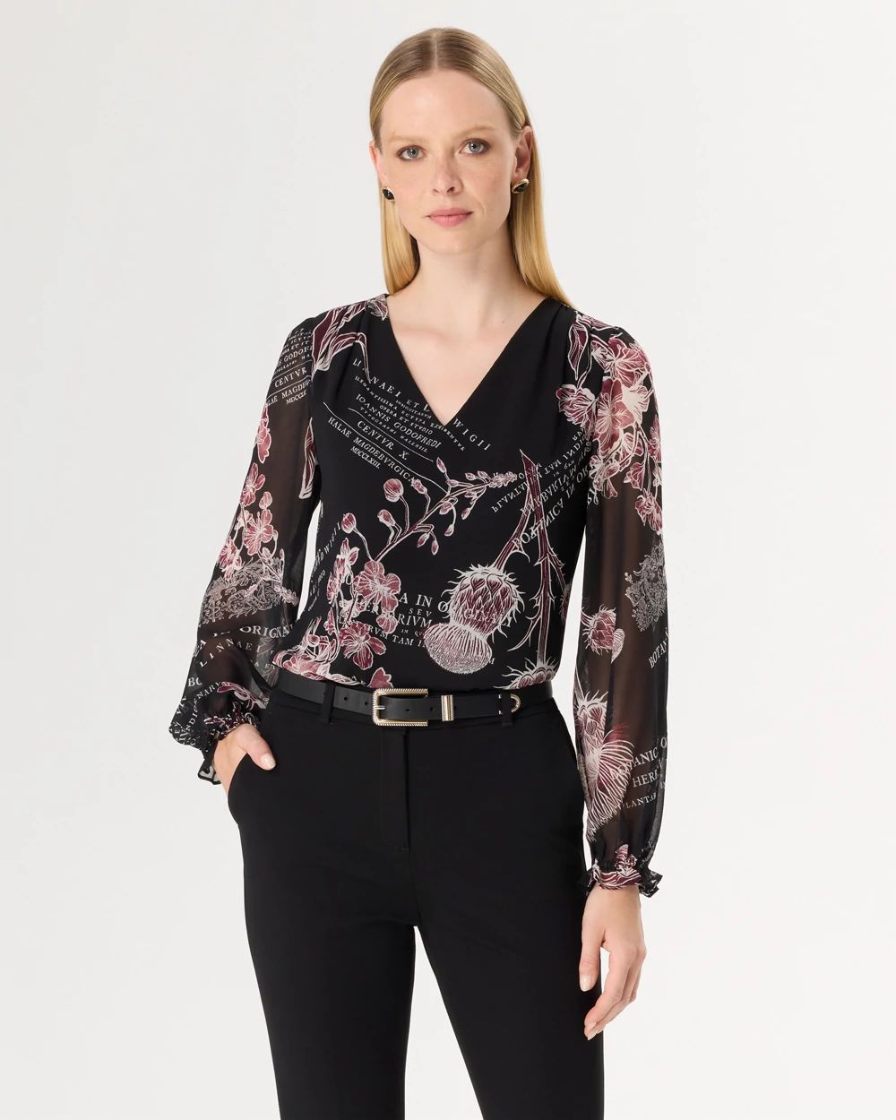 V-neck Crepe Blouse