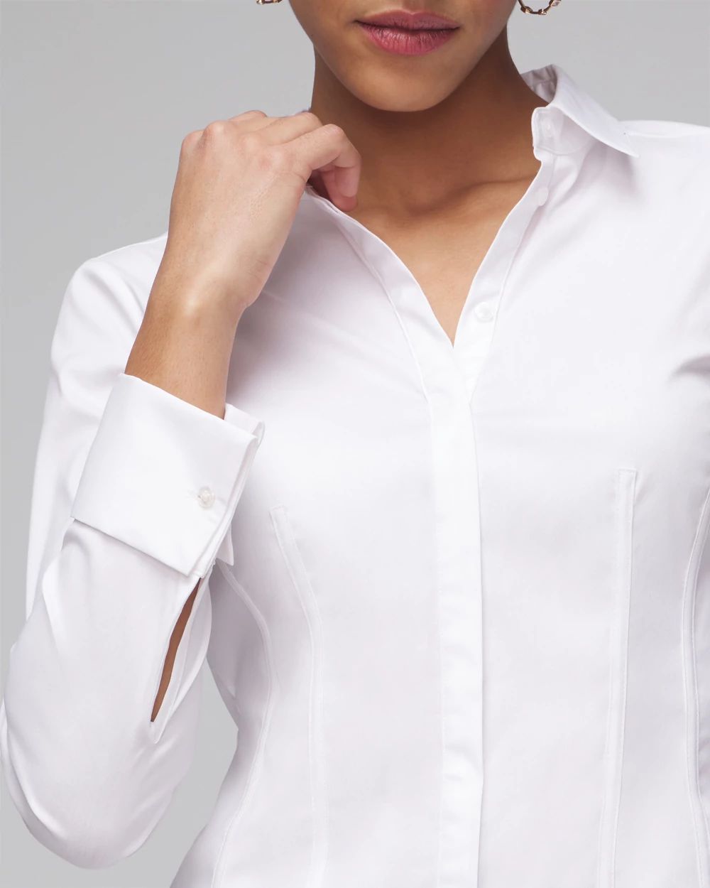 Long Sleeve Seamed Detail Poplin Shirt click to view larger image.