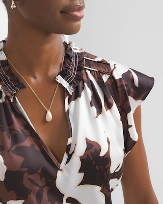 Petite Ruched Neck Flutter Shell Top click to view larger image.