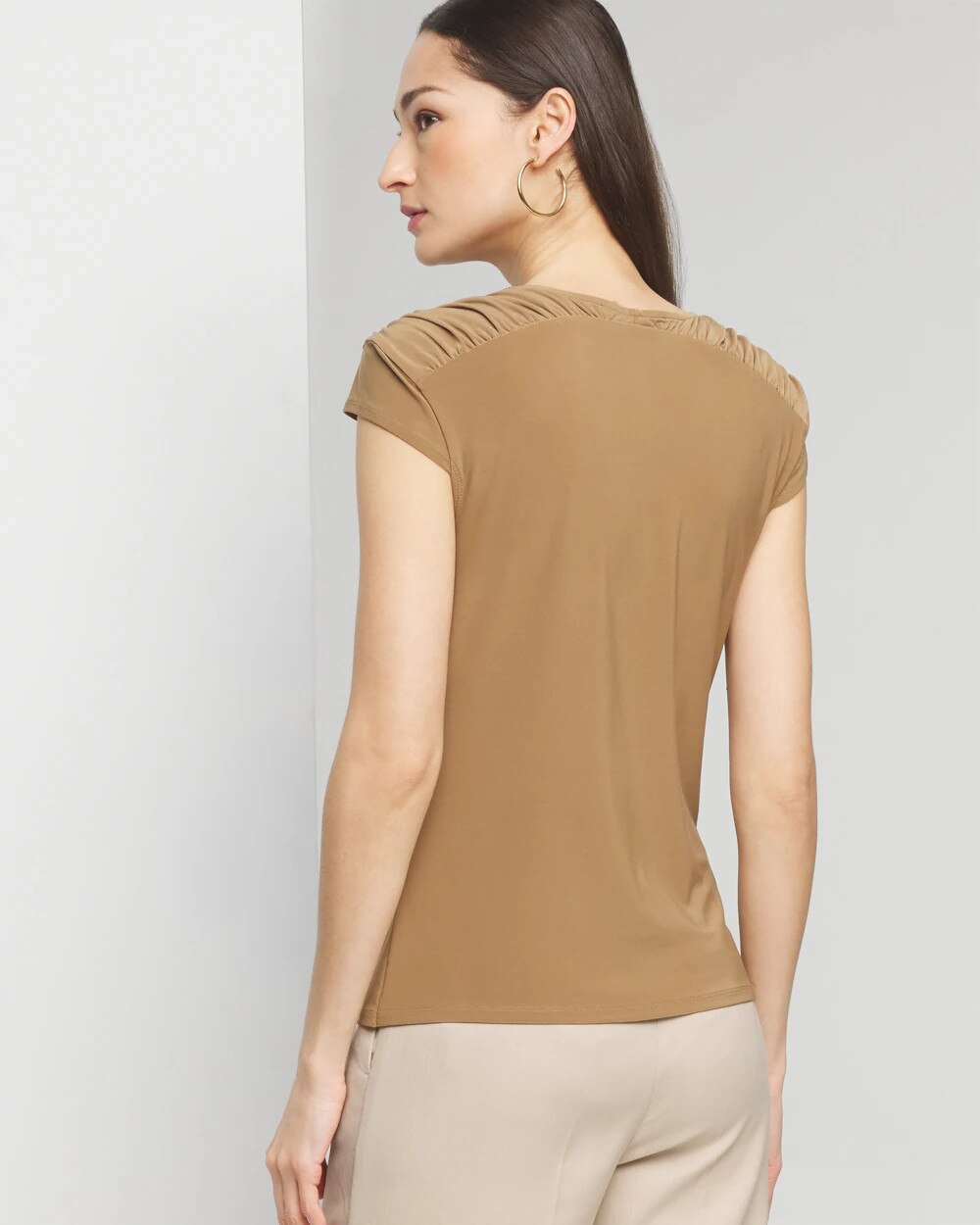 Matte Jersey Cowl Neck Shell Top - image 4