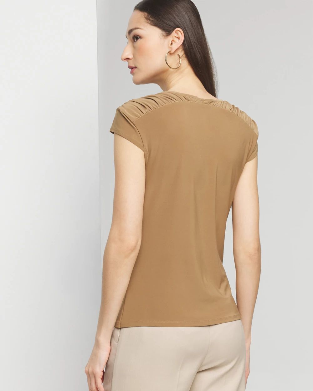 Matte Jersey Cowl Neck Shell Top