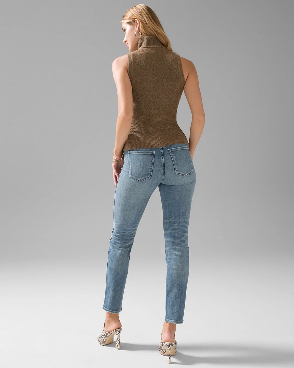 High-Rise Everyday Soft Denim™ Distressed Straight Jeans click to view larger image.