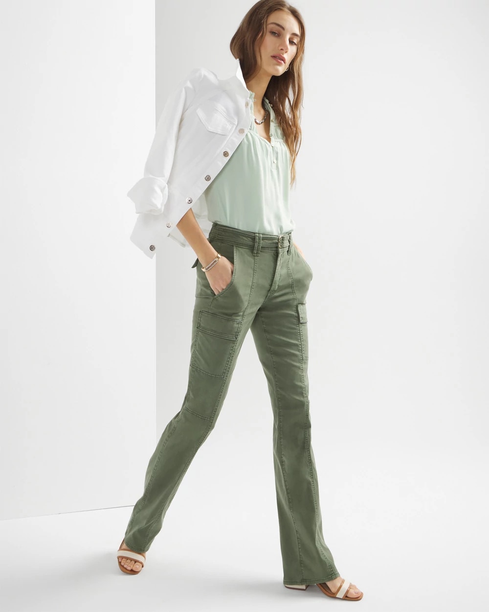 High-Rise Cargo Bootcut Jeans