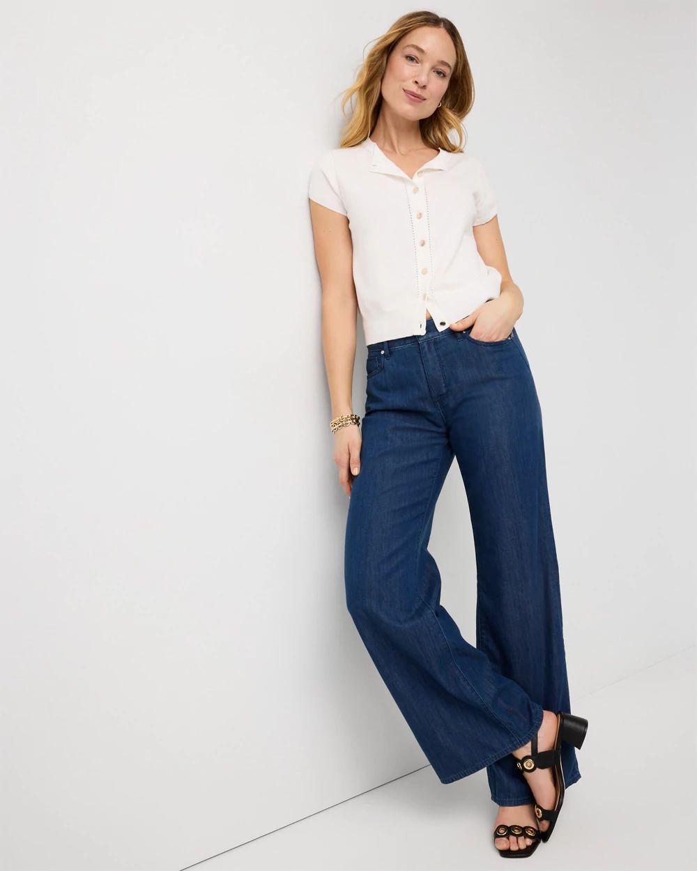 Petite High Rise Wide Leg Featherweight Jean