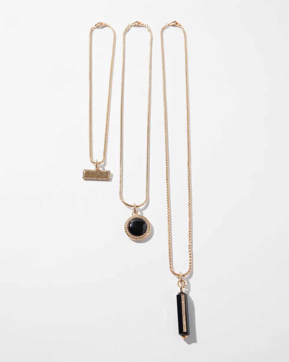 Multi Black Glass Pendant Necklace