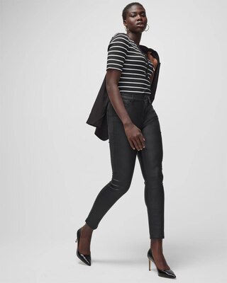 High-Rise Coated Skinny Jeans click to view larger image.
