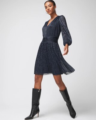 Long Sleeve Metallic Sparkle Mini Dress