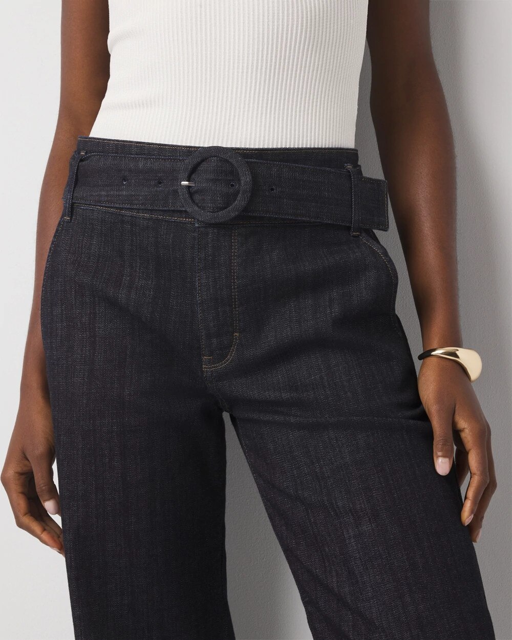 Extra High-Rise Belted Wide Leg Cropped Jean