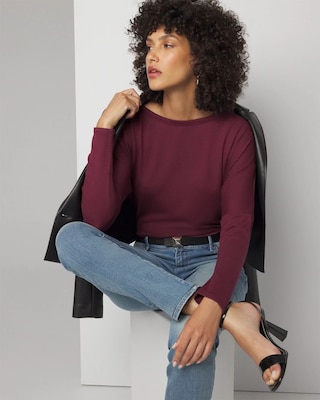 Long Sleeve Knit Top with Cutout Back click to view larger image.