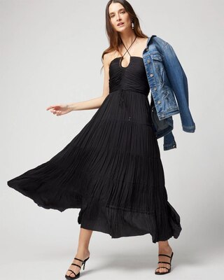 Keyhole Satin Midi Dress