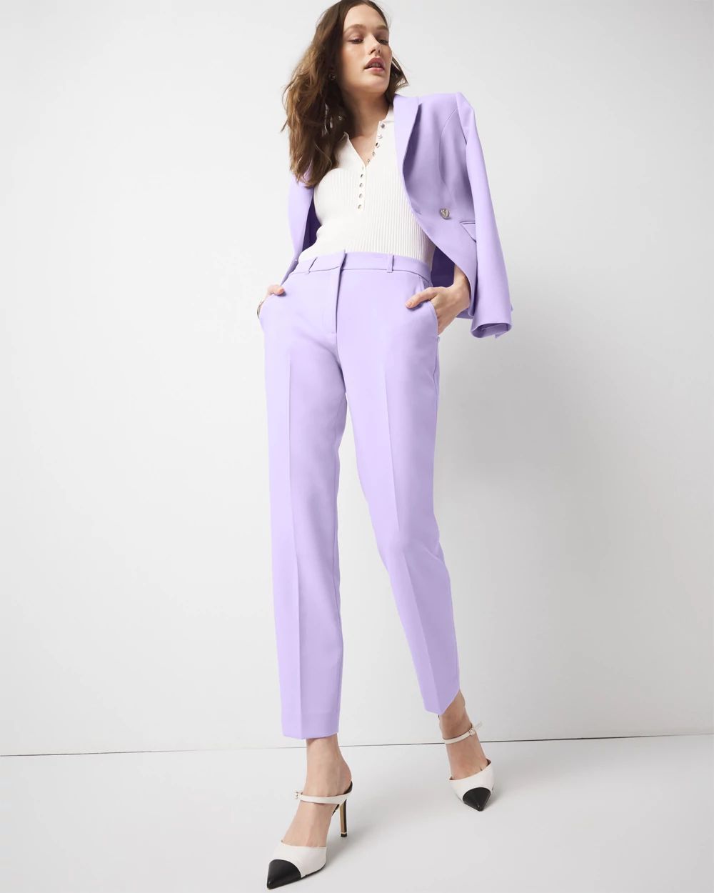 WHBM® Elle Slim Ankle Luxe Double Weave Pants