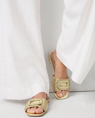Gold Strappy Slide