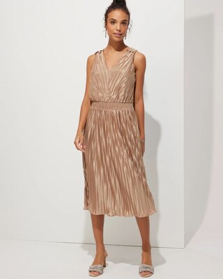Outlet WHBM Sleeveless Pleated Satin Midi Dress