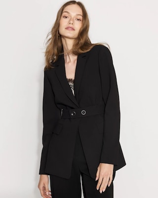 Belted One-Button Blazer