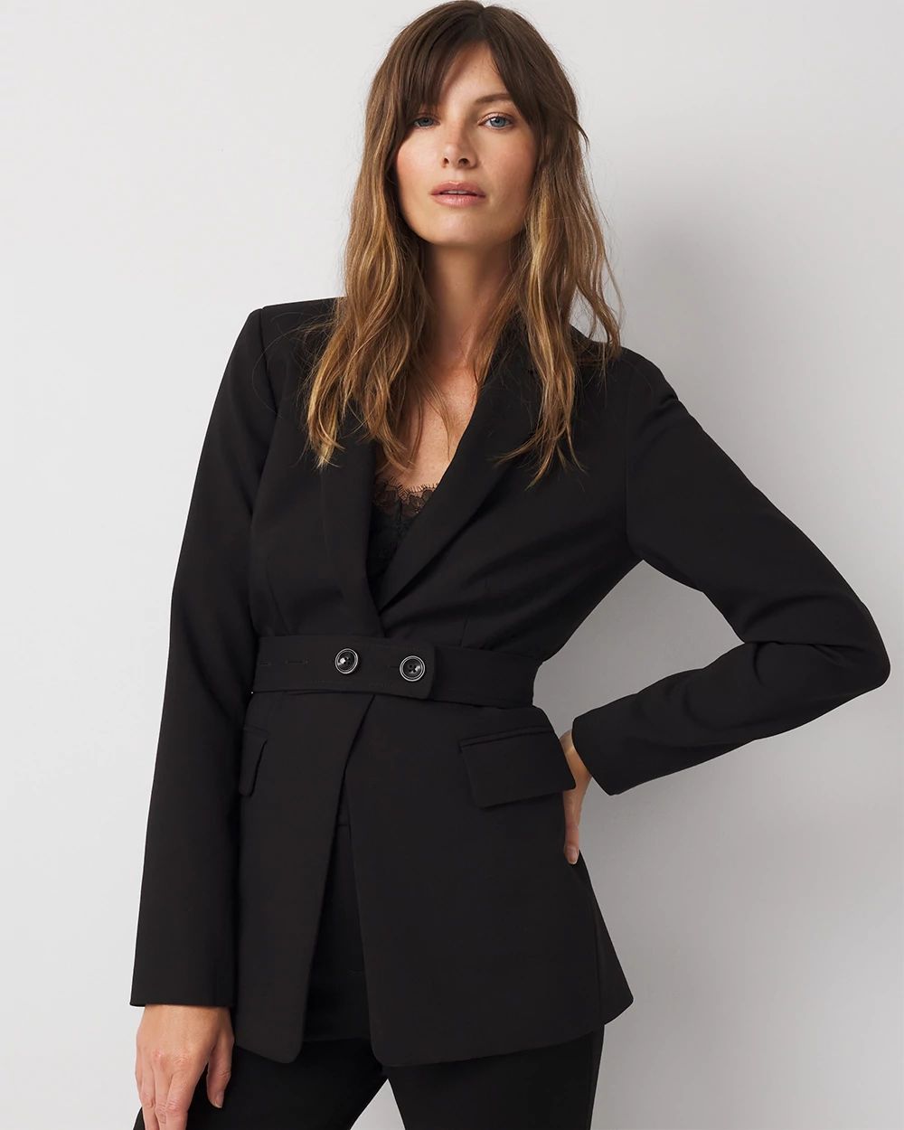 Belted One-Button Blazer