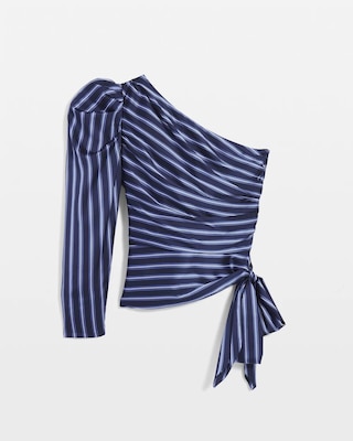 One-Shoulder Satin Blouse click to view larger image.
