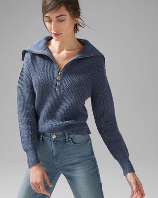 Zip-Neck Ribbed Pullover