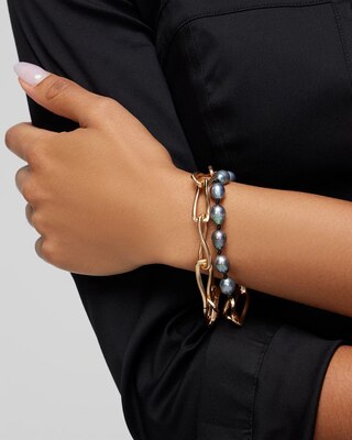 Gold Grey Fresh Water Pearl Bracelet