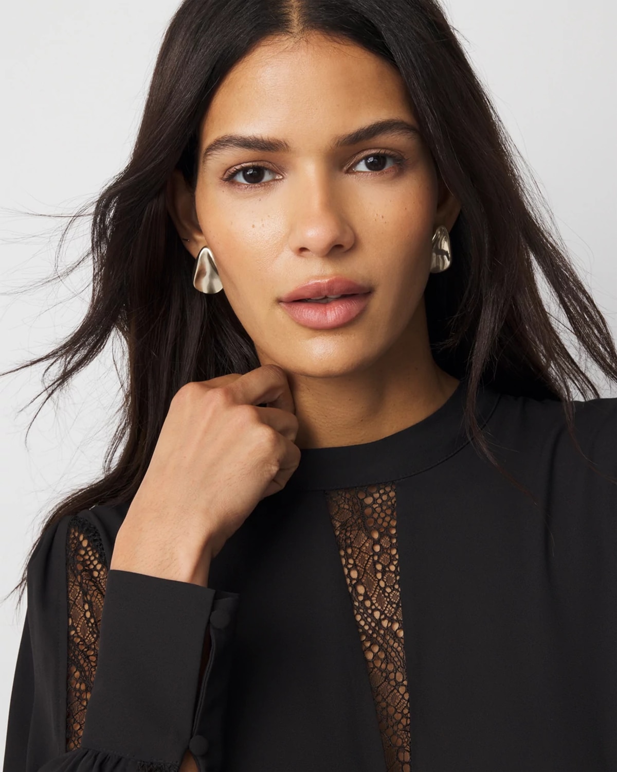 White House Black Market Pillowy Petal Studs |  In Gold