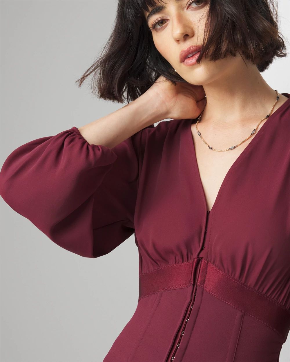 Elbow-Sleeve Corset Blouse click to view larger image.