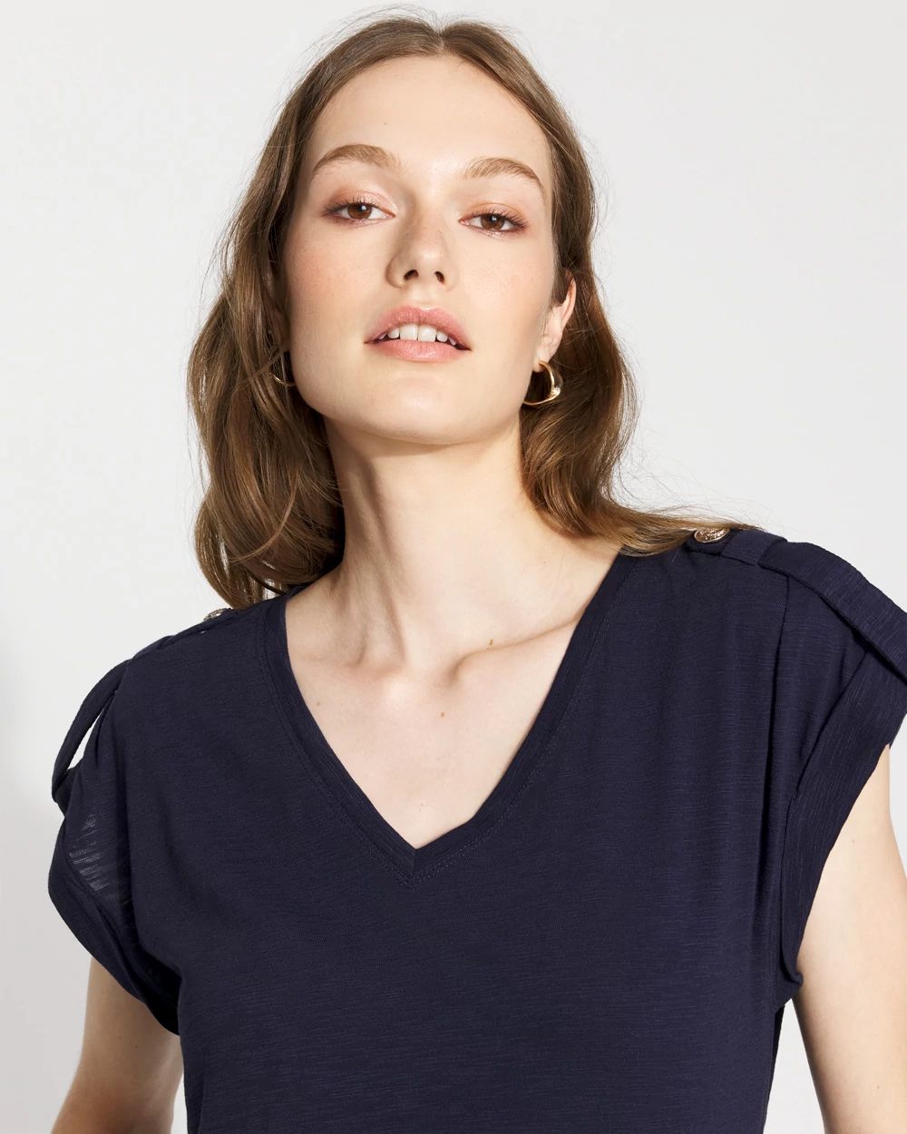 V-Neck Tee with Epaulets