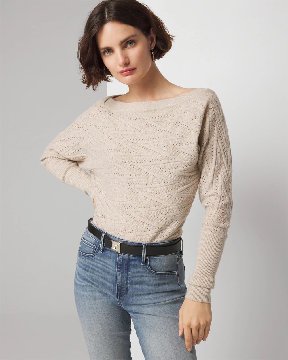 Novelty Stitch Asymmetrical Pullover Sweater - image 1
