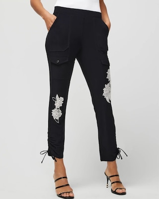 Matte Jersey Embroidered Straight Utility Crop Pant click to view larger image.