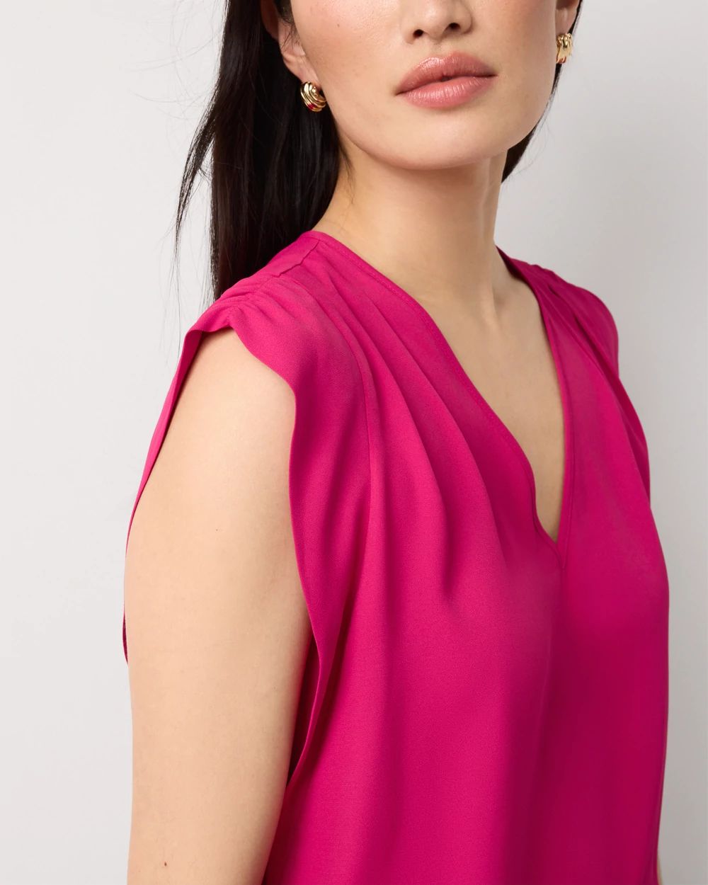 Ruched Shoulder Crepe Shell click to view larger image.