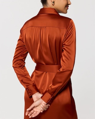 Petite Satin Midi Shirt Dress click to view larger image.
