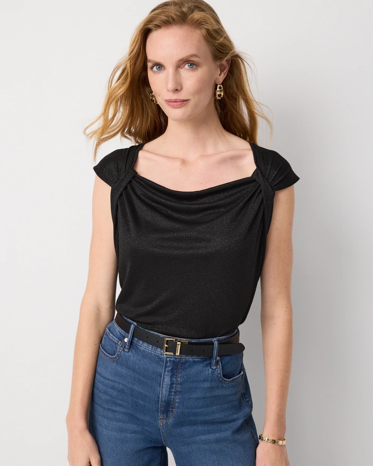 Women's Metallic Knit Tank Top in Black/Black Metallic size XXS | White House Black Market, Going Out Tops