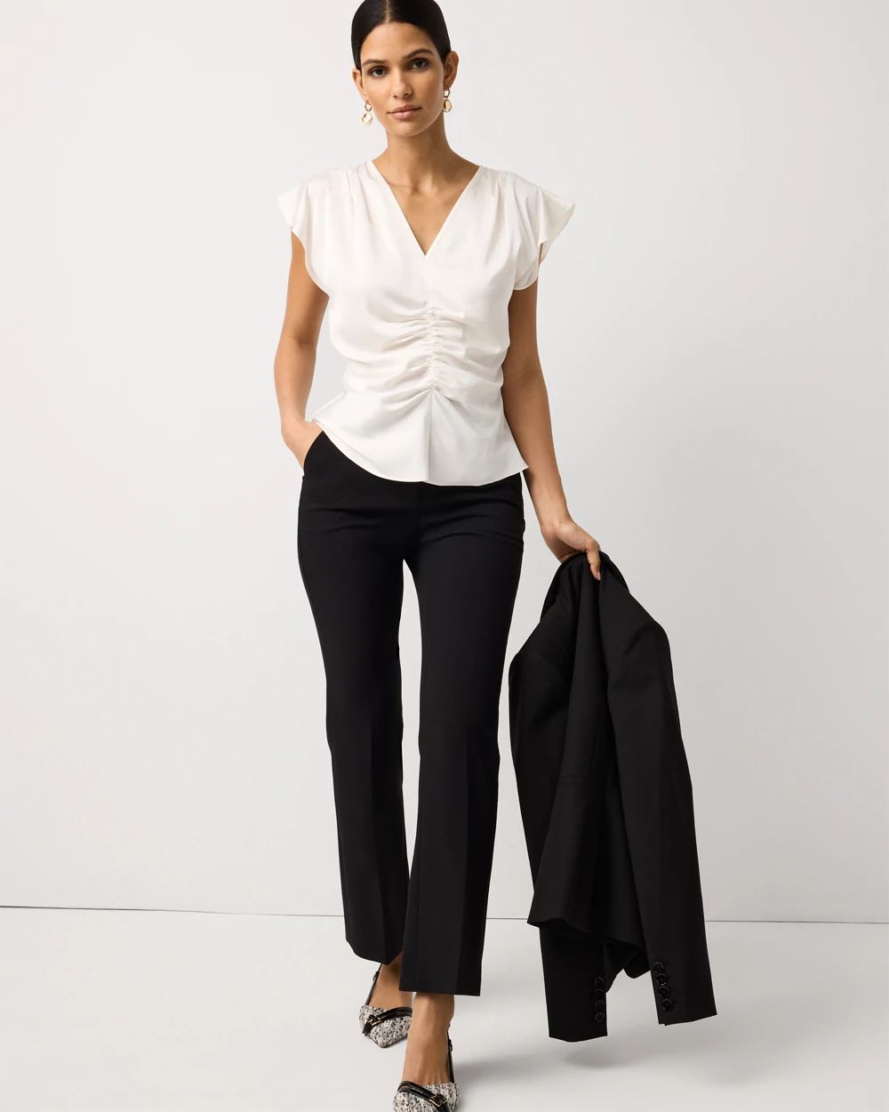 Petite Ruched Satin Shell