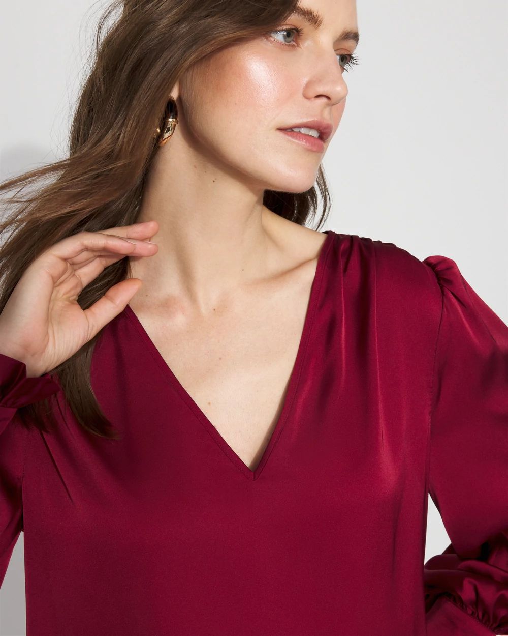 Satin Drama Sleeve Blouse click to view larger image.