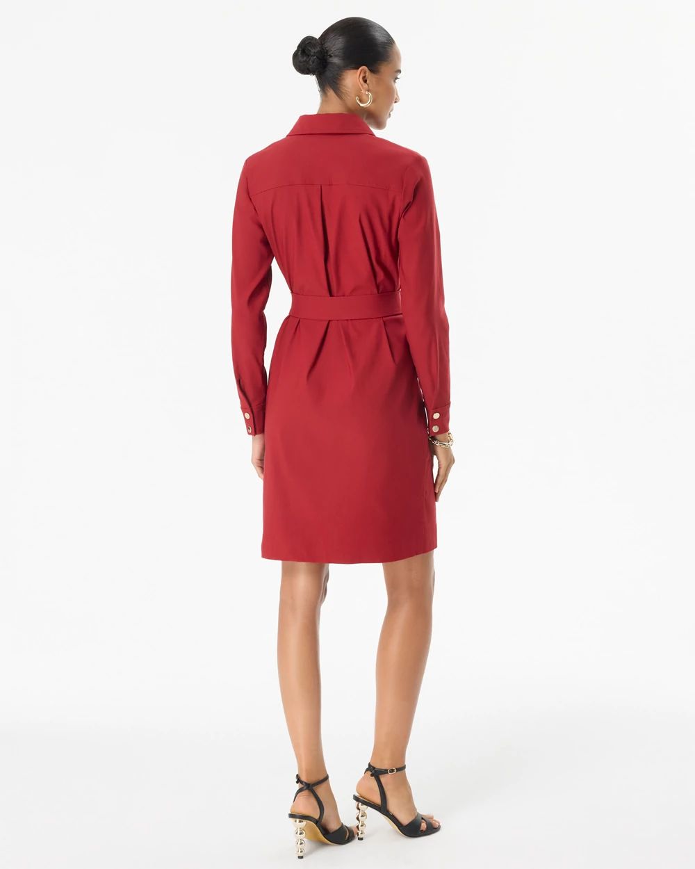 Petite Long Sleeve Shirt Dress click to view larger image.