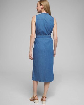 Outlet WHBM Tie-Waist Midi Denim Dress