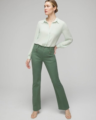 High-Rise Pret Front Seamed Bootcut Pants