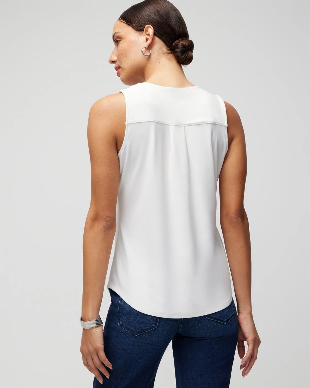 Matte Jersey Lace Notch Neck Tank