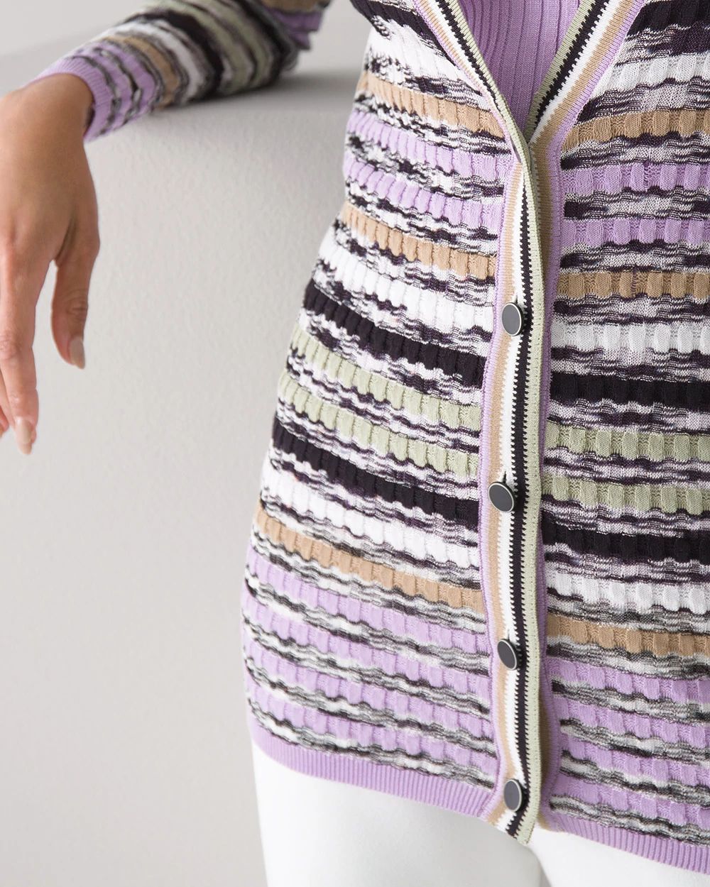 Petite Multi-Stripe Cardigan