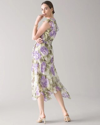 Flutter Sleeve High-Low Midi-Dress