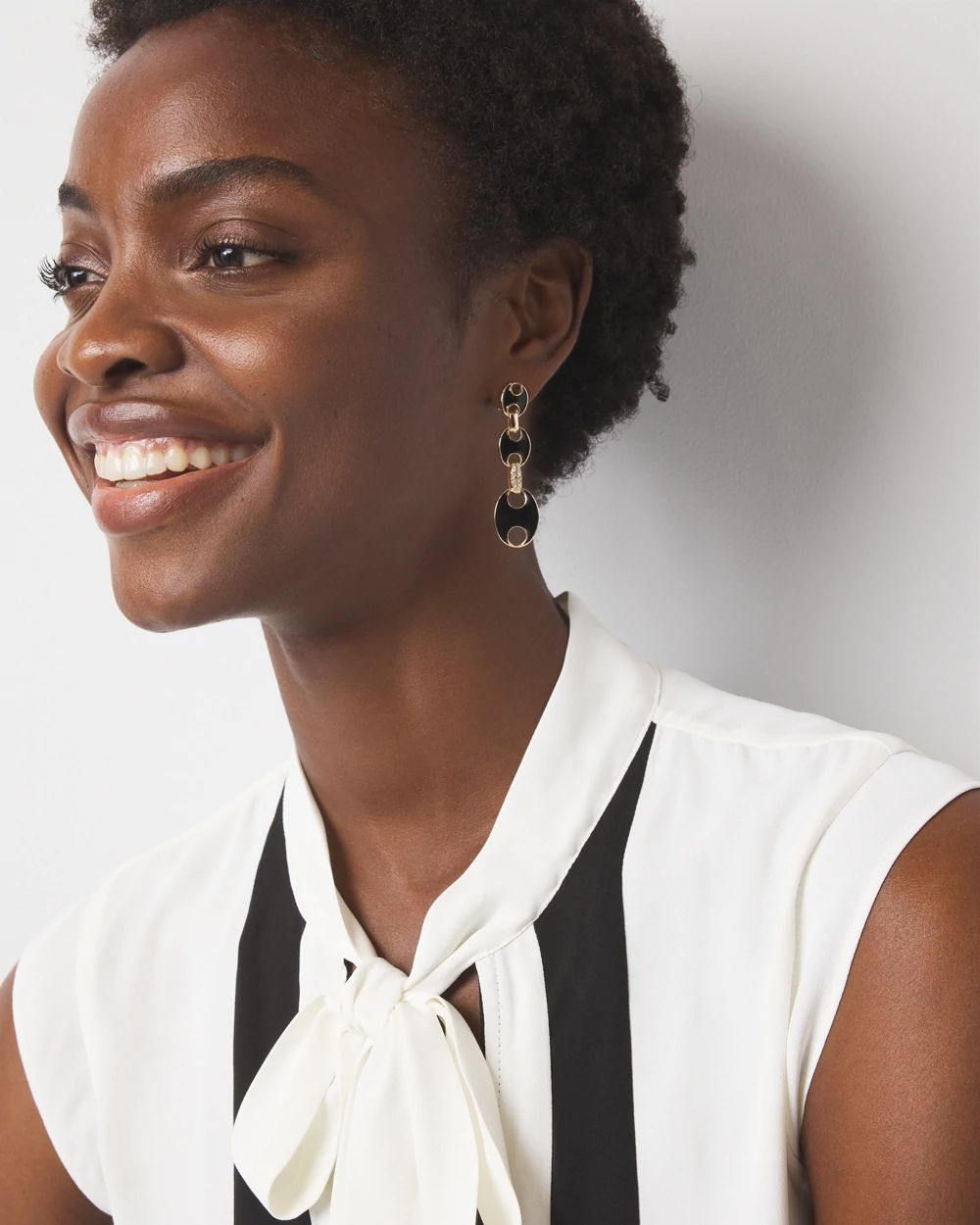 Black Mariner Links & Pavé Earrings