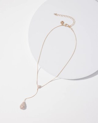 Glass Pearl Pave Y Necklace